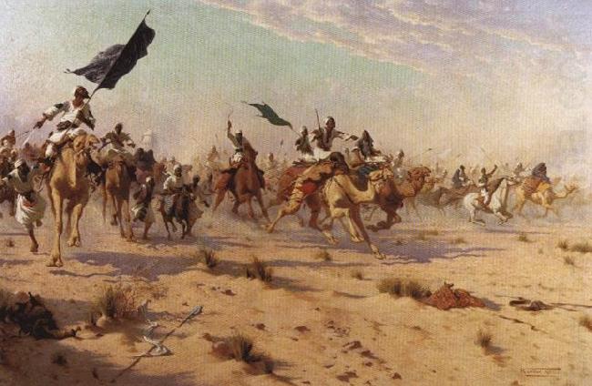 Robert Talbot Kelly The Flight of the Khalifa after his defeat at the battle of Omdurman china oil painting image